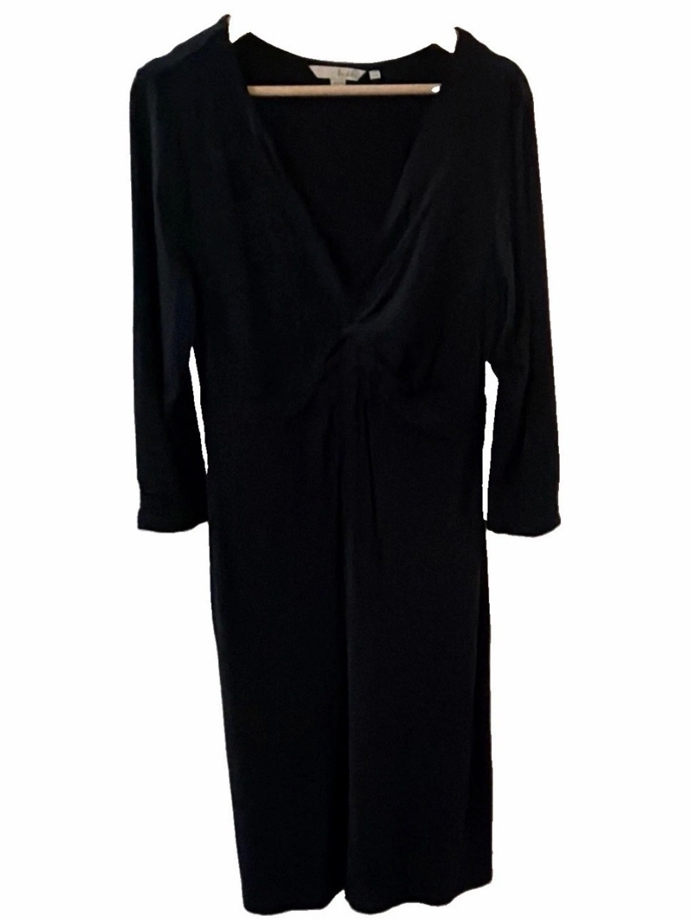 Boden Black V-Neck Twist-Front Midi Dress
